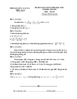 Đề học kỳ 2 Toán 8 năm 2021 – 2022 phòng GD&ĐT Tiền Hải – Thái Bình