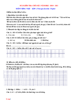 Bộ đề ôn thi HK2 Tiếng Việt 1 Kết Nối Tri Thức