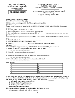 Kỳ Thi Năng Khiếu Lần 3 Năm Học 2020 - 2021 Môn Tiếng Anh Khối 11 Chuyên Trường Thpt Chuyên Nguyễn Trãi - Hải Dương