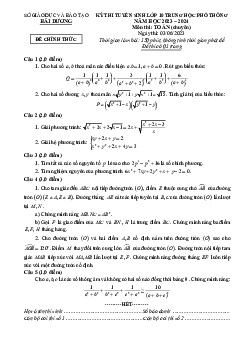 Đề tuyển sinh lớp 10 môn Toán (chuyên) năm 2023 – 2024 sở GD&ĐT Hải Dương