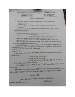 Đề thi học kì 1 lớp 9 môn Ngữ văn trường THCS Nghĩa Tân, Cầu Giấy năm học 2018 - 2019