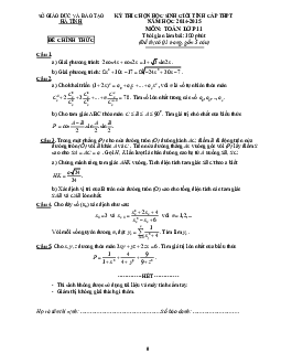 Đề thi học sinh giỏi cấp tỉnh Toán 11 năm 2014 – 2015 sở GD&ĐT Hà Tĩnh