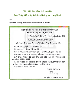 Viết: Viết đơn - Tiếng Việt 4 Chân trời sáng tạo