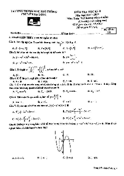 Đề kiểm tra học kỳ 1 Toán 12 năm 2018 – 2019 trường chuyên Hạ Long – Quảng Ninh