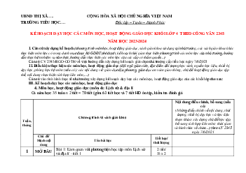 Kế hoạch dạy học môn Lịch sử - Địa lí lớp 4 | Chân trời sáng tạo
