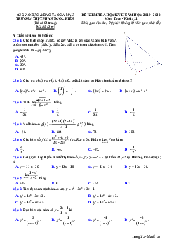 Đề thi HK2 Toán 11 năm 2019 – 2020 trường THPT Phan Ngọc Hiển – Cà Mau