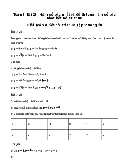 Giải Toán 8 Bài 28: Hàm số bậc nhất và đồ thị của hàm số bậc nhất | Kết nối tri thức