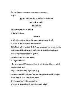 Phiếu Bài tập cuối tuần tiếng Việt lớp 2 học kì 1 | Kết nối tri thức Tuần 15 nâng cao
