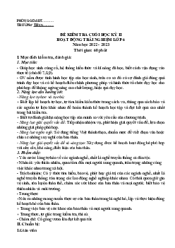 Đề thi học kì 2 môn Hoạt động trải nghiệm hướng nghiệp 6 năm 2022 - 2023 sách Cánh diều
