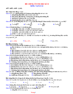 Đề cương ôn thi môn Lý 12 HK2 có đáp án năm 2022