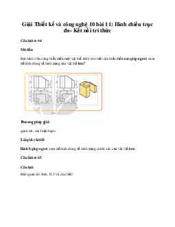 Thiết kế và công nghệ 10 bài 11: Hình chiếu trục đo KNTT