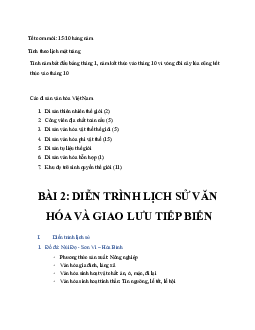 Nội dung môn Cơ sở văn hóa Việt Nam
