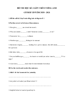Bộ đề kiếm tra tiếng Anh lớp 5 học kì 2 năm 2022 - 2023 có đáp án