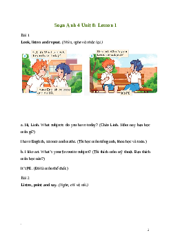 Giải Tiếng Anh lớp 4 Unit 8: Lesson 1 | Global Success