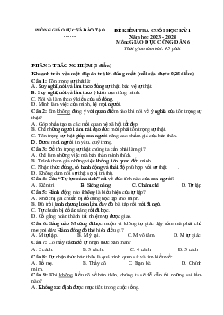 Đề thi học kì 1 môn Giáo dục công dân 6 năm 2023 - 2024 sách Cánh diều | Đề 4