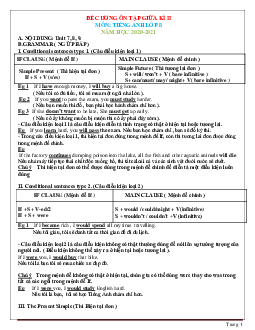 Đề cương ôn tập môn Tiếng Anh 8 giữa học kỳ 2 năm học 2020-2021