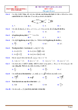 Bộ đề thi thpt toán 2020 phát triển từ đề minh họa-tập 1