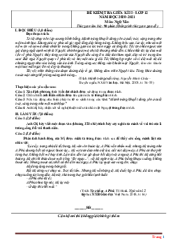 Đề kiểm tra giữa học kỳ 2 Ngữ Văn 12 (có đáp án)-Đề 2