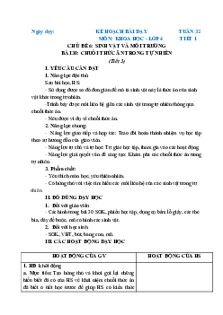 Giáo án Khoa học lớp 4 Tuần 32 | Chân trời sáng tạo