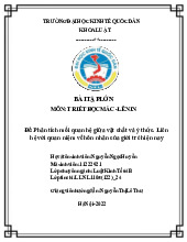 Phân tích mối quan hệ giữa vật chất và ý thức. Liênhệ với quan niệm về hôn nhân của giới trẻ hiện nay | Bài tập lớn môn Quản lý học