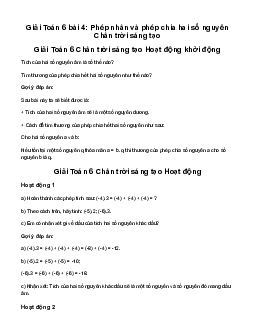 Giải Toán 6 Bài 4: Phép nhân và phép chia hai số nguyên sách Chân Trời Sáng Tạo
