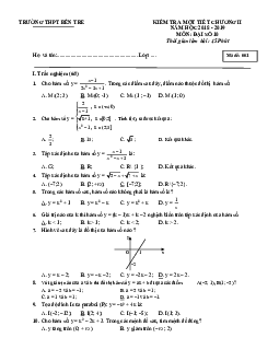 Đề kiểm tra 1 tiết Đại số 10 chương 2 năm 2018 – 2019 trường Bến Tre – Vĩnh Phúc