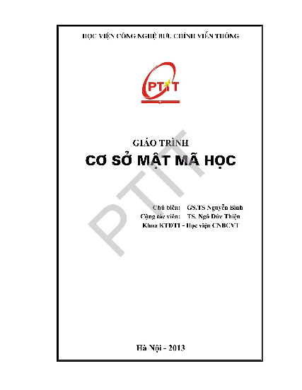 Giáo trình Cơ sở mật mã học | Học viện Công Nghệ Bưu Chính Viễn Thông