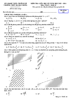 Đề giữa học kì 1 Toán 10 năm 2023 – 2024 trường THPT Hai Bà Trưng – TT Huế