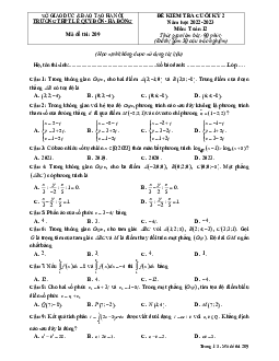 Đề cuối kỳ 2 Toán 12 năm 2022 – 2023 trường THPT Lê Quý Đôn – Hà Nội