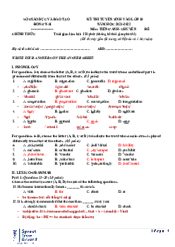 Đề thi tuyển sinh lớp 10 THPT tỉnh Đồng Nai năm học 2021-2022 môn Tiếng Anh (chuyên) (có đáp án)