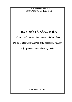 Khai thác tính chất hàm đặc trưng để giải PT – HPT – BPT – Lê Phương Thúy