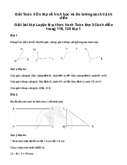 Ôn tập về hình học và đo lường: Giải bài tập Luyện tập, thực hành Toán lớp 3 Cánh diều trang 119, 120 tập 1