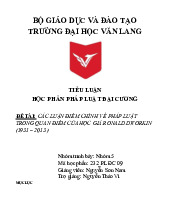 CÁC LUẬN ĐIỂM CHÍNH VỀ PHÁP LUẬT TRONG QUAN ĐIỂM CỦA HỌC GIẢ RONALD DWORKIN