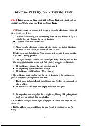 Đề cương ôn tập phần 1 - Triết học Mác Lênin | Trường Đại học Văn hóa Hà Nội