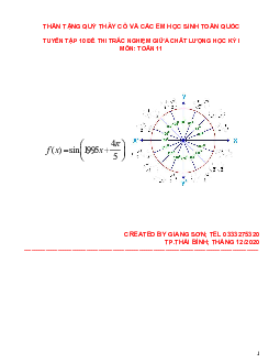 Tuyển tập 10 đề thi trắc nghiệm chất lượng giữa học kỳ I môn Toán 11