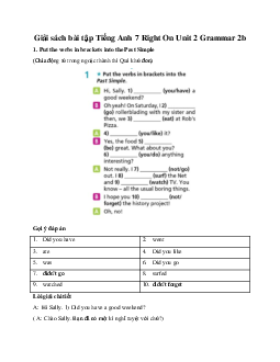 Giải sách bài tập Tiếng Anh 7 Right On Unit 2 Grammar 2b