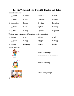 Bài tập Tiếng Anh lớp 3 Global Success Unit 18 Playing and doing