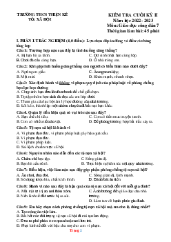 Đề kiểm tra cuối học kỳ 2 GDCD 7 THCS Thiện Kế 2022-2023 (có đáp án)