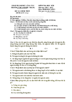 Đề thi HK2 Sinh học 9 trường THCS Phước Thắng 2021-2022 (có đáp án)