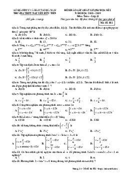 Đề KSCL HK1 Toán 11 năm 2018 – 2019 trường Nguyễn Hữu Tiến – Hà Nam
