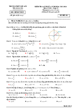Đề cuối kỳ 1 Toán 11 năm 2023 – 2024 trường THPT Quế Sơn – Quảng Nam