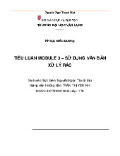 Tiểu luận Module 3: Xử lý rác để sản xuất điện - MSSV 2477203010045 | Đại học Văn Lang