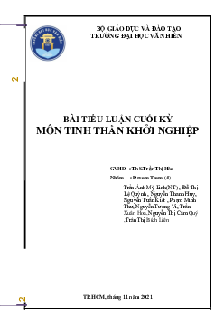 Báo cáo tiểu luận cuối kỳ môn Tinh thần khởi nghiệp