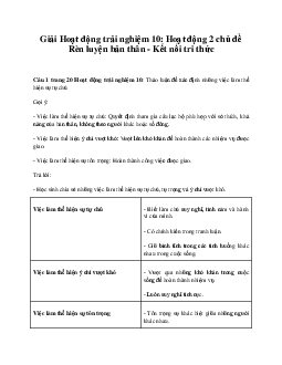 Giải Hoạt động trải nghiệm 10: Hoạt động 2 chủ đề 3 Kết Nối Tri Thức