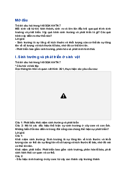 Giải SGK Khoa học tự nhiên 7 bài 36: Khái quát về sinh trưởng và phát triển ở sinh vật| Kết nối tri thức