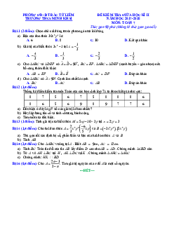 Đề kiểm tra giữa học kì 2 Toán 7 năm 2017 – 2018 trường THCS Minh Khai – Hà Nội