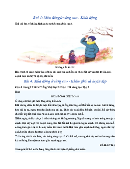 Giải SGK môn Tiếng Việt lớp 2 - Bài 4: Mùa đông ở vùng ca | Chân trời sáng tạo