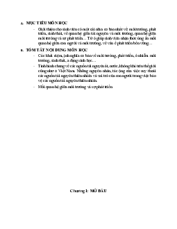 Giáo trình môn Môi trường và phát triển