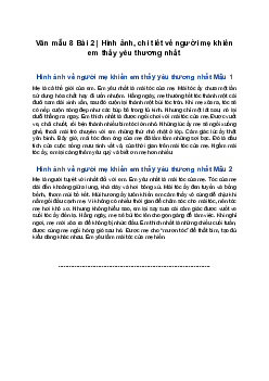Văn mẫu 8 | Hình ảnh, chi tiết về người mẹ khiến em thấy yêu thương nhất