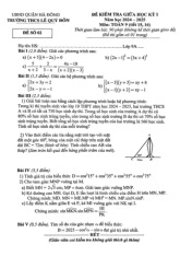 Đề giữa học kỳ 1 Toán 9 năm 2024 – 2025 trường THCS Lê Quý Đôn – Hà Nội